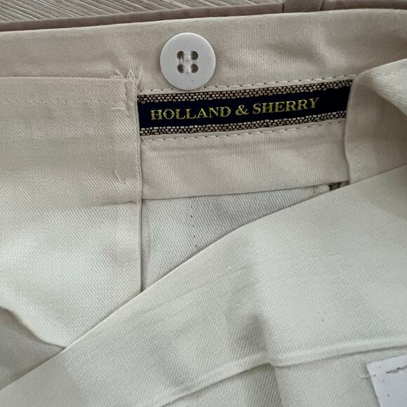 Holland & Sherry Bespoke Pleated Pants Dress Trousers Tan Size 38" JL - Picture 3 of 10